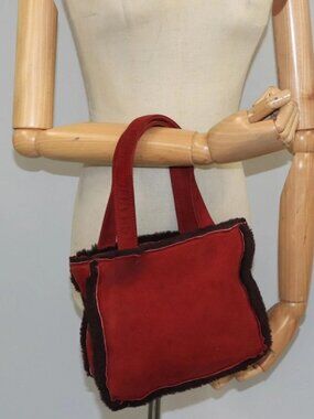 CHANEL Tote Bag Mouton Red Brown CC